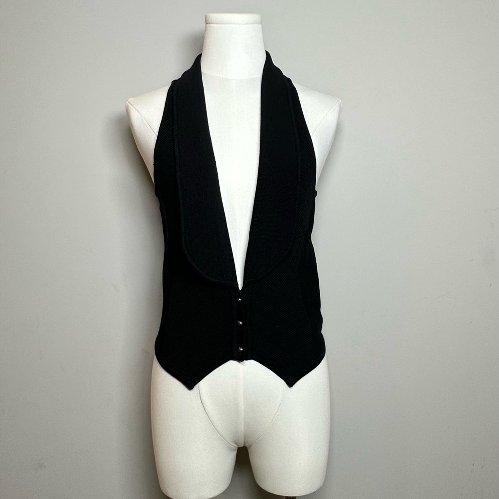 Club Monaco Black Knit Halter Vest — Quiet Luxury Essential